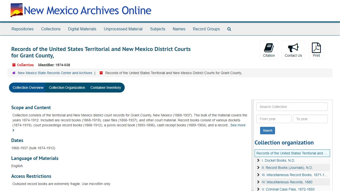 Records of the United States Territorial and New Mexico District Courts ...