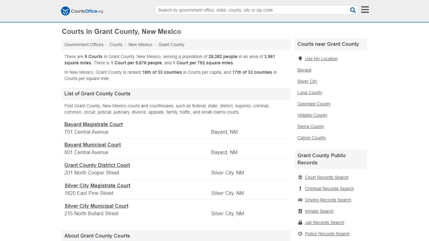 Courts - Grant County, NM (Court Records & Calendars)